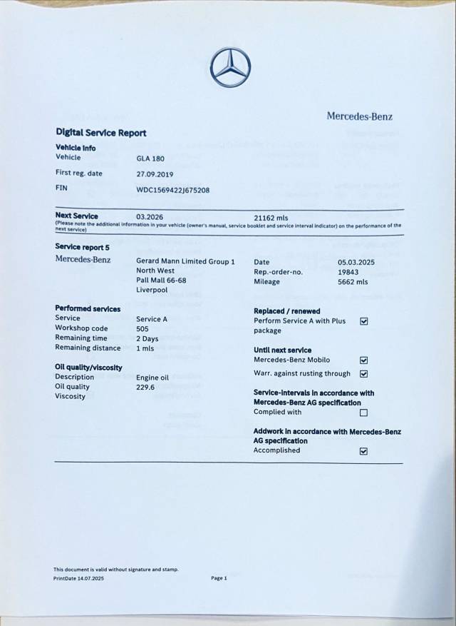 2019 Mercedes-Benz GLA 1.6 GLA 180 AMG Line Edition 5dr Auto