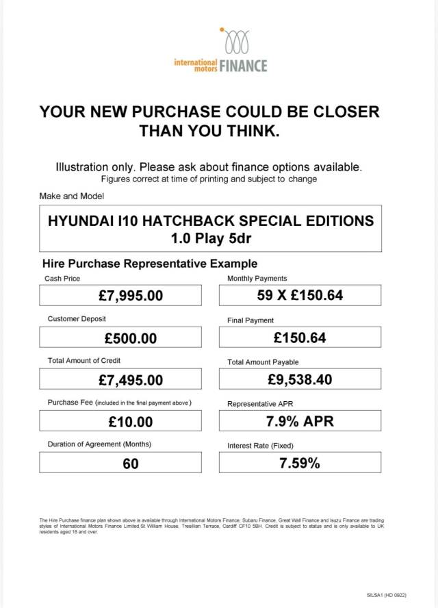 2019 Hyundai i10 1.0 Play 5dr