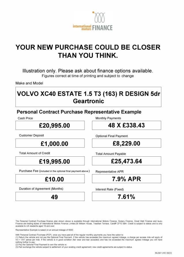 2021 Volvo XC40 1.5 T3 [163] R DESIGN 5dr Geartronic