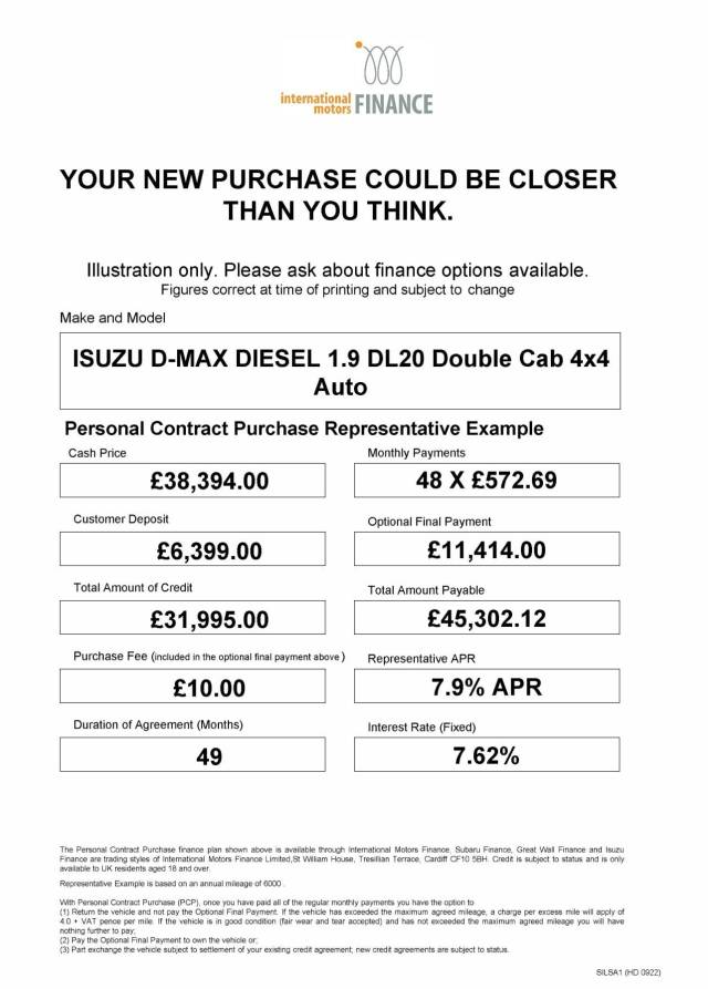 2024 Isuzu D-max 1.9 DL20 Double Cab 4x4 Auto