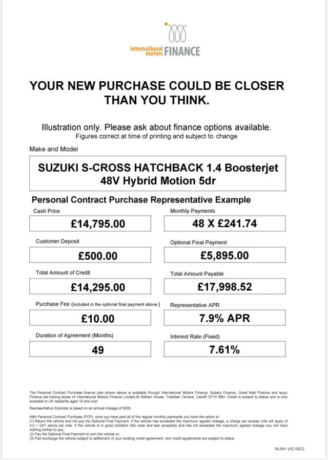 2023 Suzuki S-Cross 1.4 Boosterjet 48V Hybrid Motion 5dr