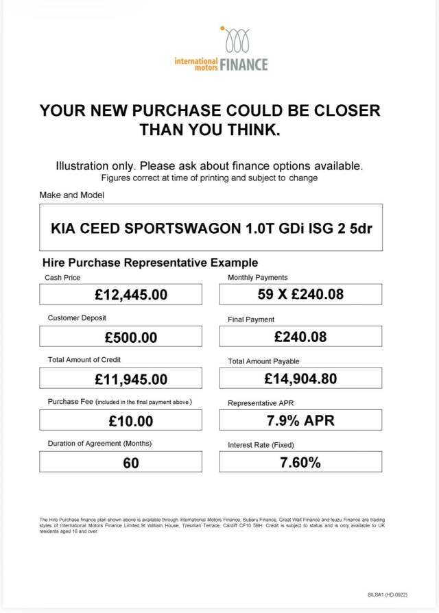 2022 Kia Ceed 1.0T GDi ISG 2 5dr