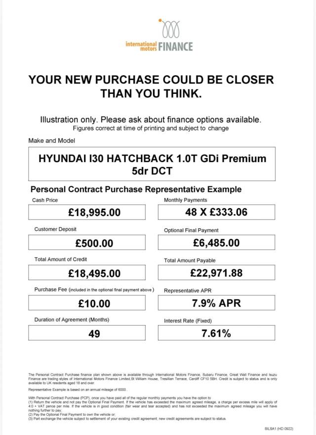 2023 Hyundai i30 1.0T GDi Premium 5dr DCT
