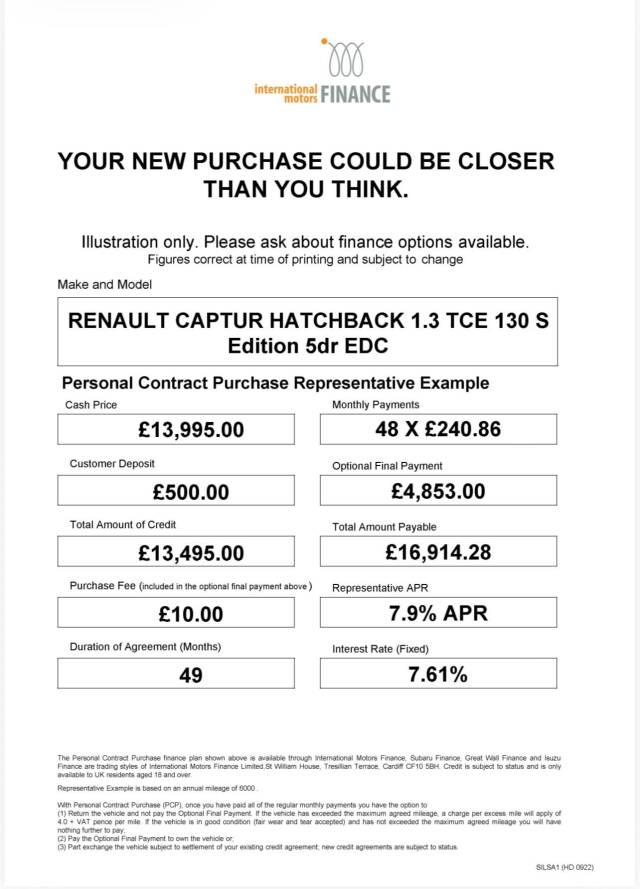 2020 Renault Captur 1.3 TCE 130 S Edition 5dr EDC