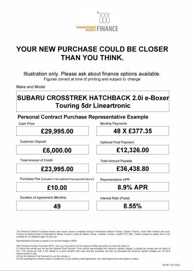 2025 Subaru Crosstrek 2.0i e-Boxer Touring 5dr Lineartronic