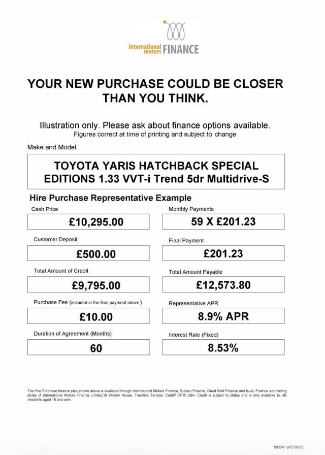 2013 Toyota Yaris 1.33 VVT-i Trend 5dr Multidrive-S