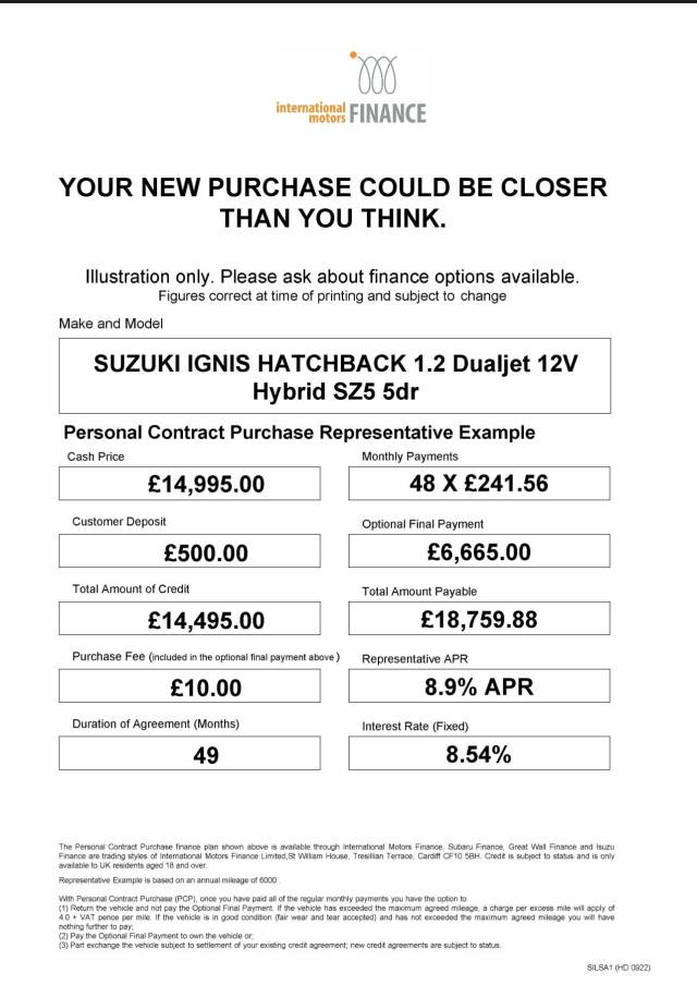 2023 Suzuki Ignis 1.2 Dualjet 12V Hybrid SZ5 5dr