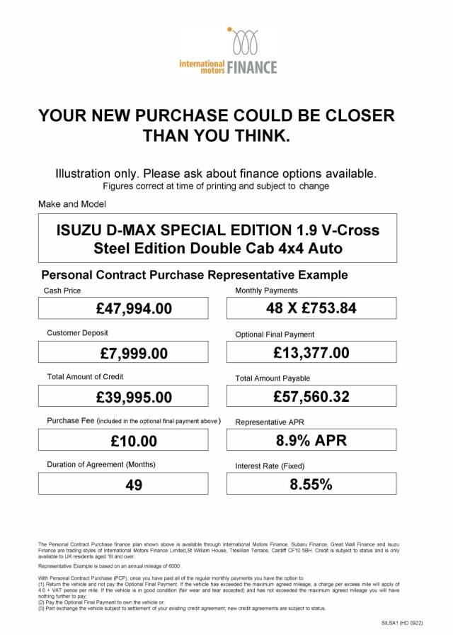 2025 Isuzu D-max 1.9 V-Cross Steel Edition Double Cab 4x4 Auto