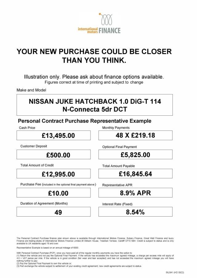2021 Nissan Juke 1.0 DiG-T 114 N-Connecta 5dr DCT