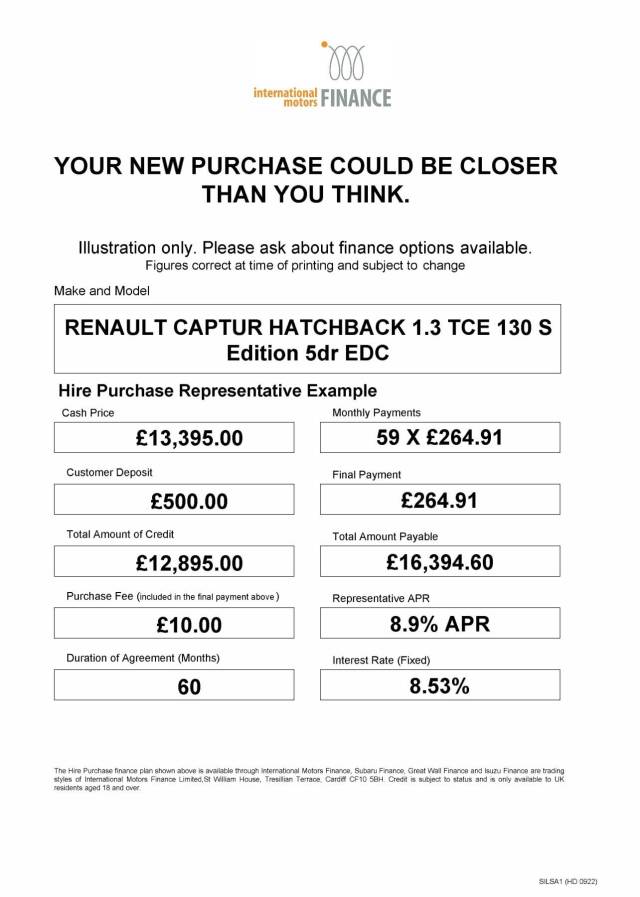 2020 Renault Captur 1.3 TCE 130 S Edition 5dr EDC