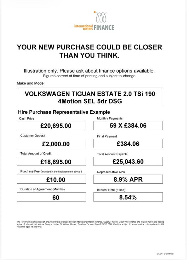 2019 Volkswagen Tiguan 2.0 TDI R-Line Tech DSG Euro 6 (s/s) 5dr
