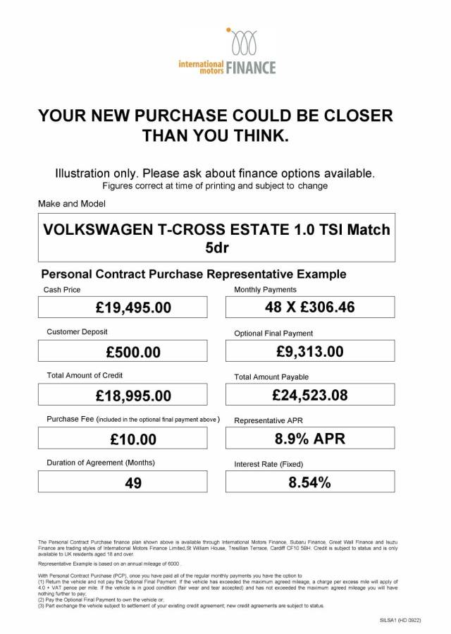 2024 Volkswagen T-cross 1.0 TSI Match 5dr