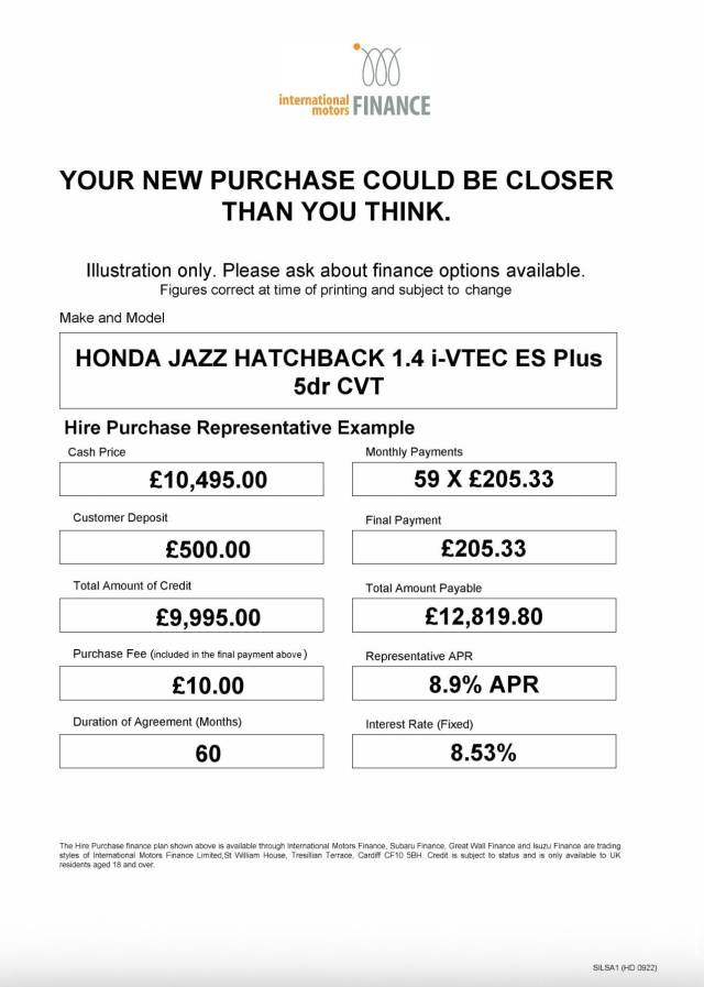 2015 Honda Jazz 1.4 i-VTEC ES Plus 5dr CVT