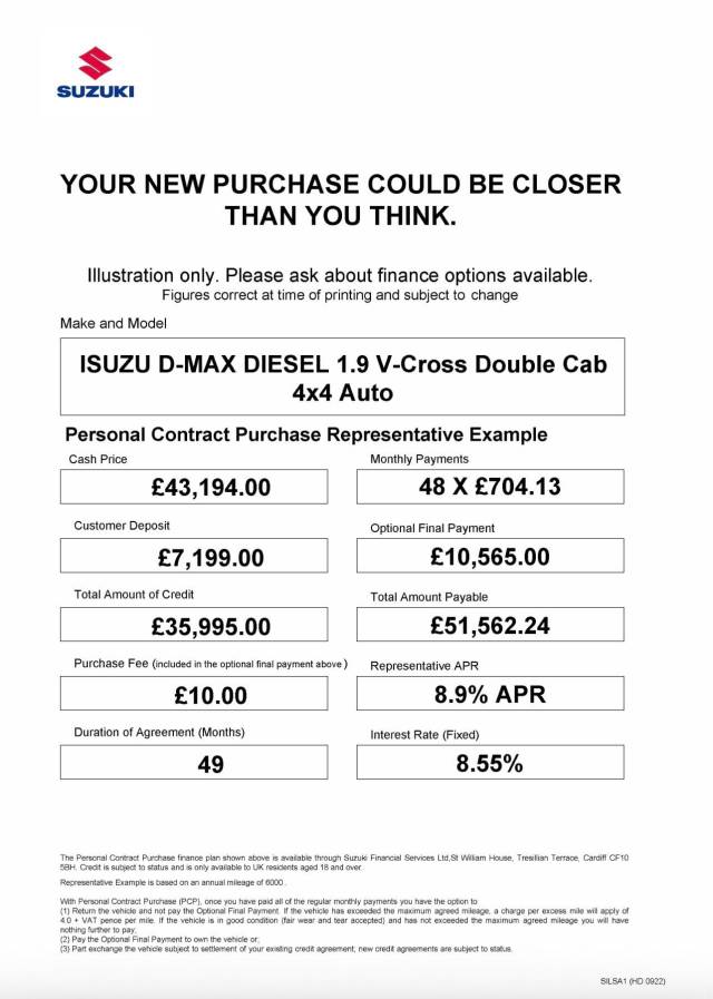 2025 Isuzu D-max 1.9 V-Cross Double Cab 4x4 Auto