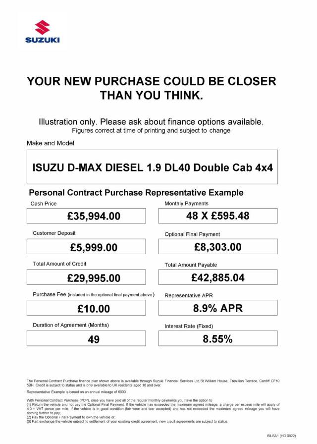 2024 Isuzu D-max 1.9 DL40 Double Cab 4x4