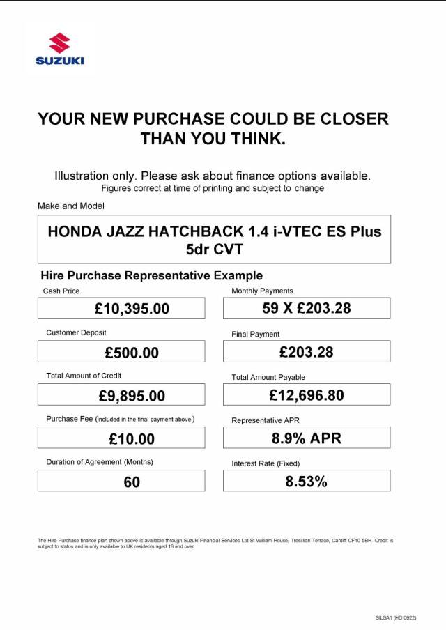 2015 Honda Jazz 1.4 i-VTEC ES Plus 5dr CVT