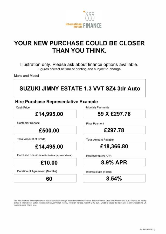 2013 Suzuki Jimny 1.3 VVT SZ4 3dr Auto