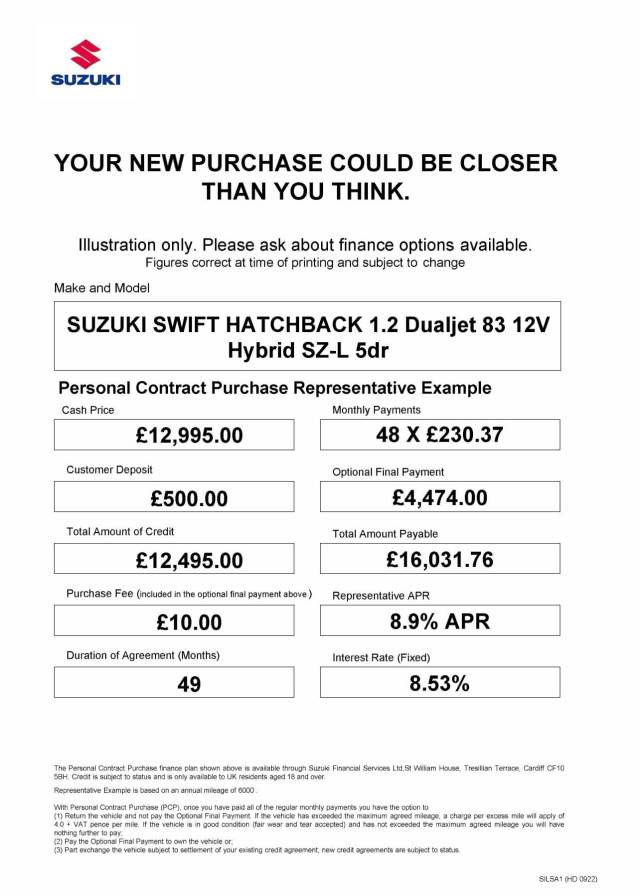 2024 Suzuki Swift 1.2 Dualjet 83 12V Hybrid SZ-L 5dr