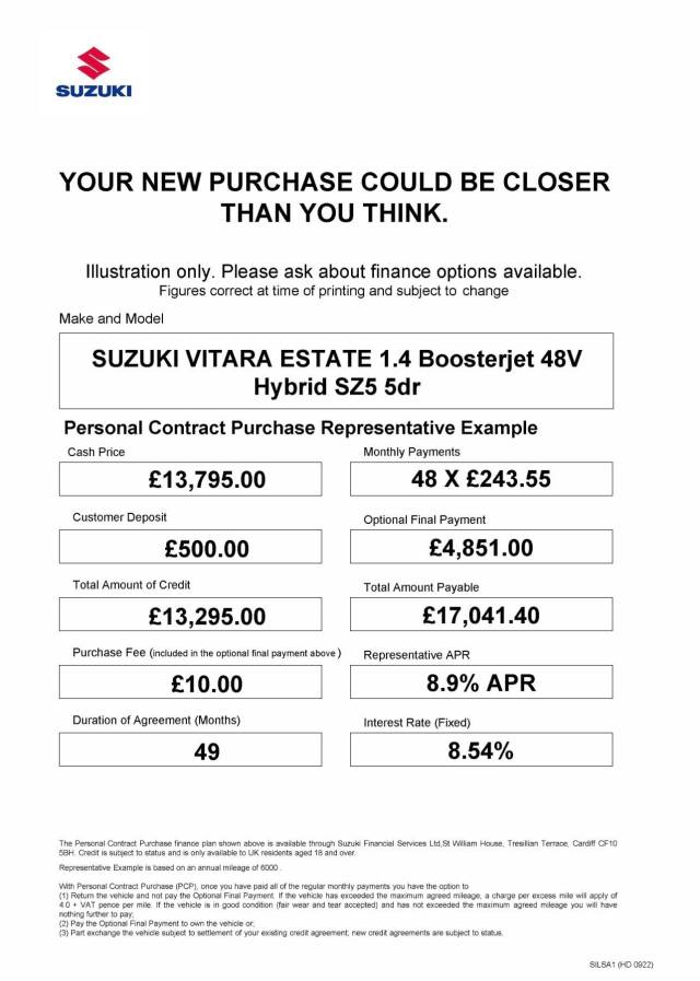 2021 Suzuki Vitara 1.4 Boosterjet MHEV SZ5 Euro 6 (s/s) 5dr
