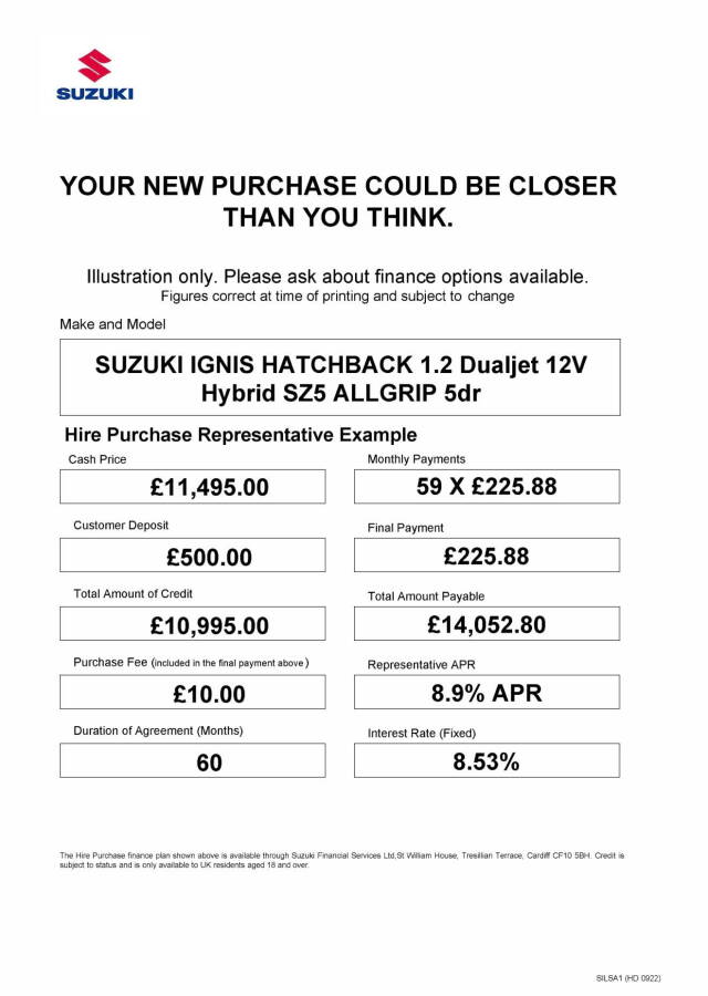 2022 Suzuki Ignis 1.2 Dualjet 12V Hybrid SZ5 ALLGRIP 5dr