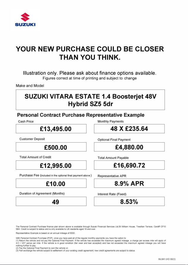 2021 Suzuki Vitara 1.4 Boosterjet MHEV SZ5 Euro 6 (s/s) 5dr